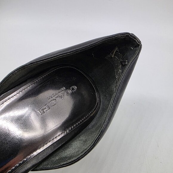 Coach Studded Heels Leather Black Retro Shoes Pumps - Picture 3 of 16